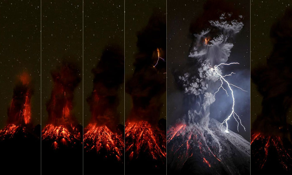 Secuencia fotográfica de Volcán de Colima por Sergio Tapiro