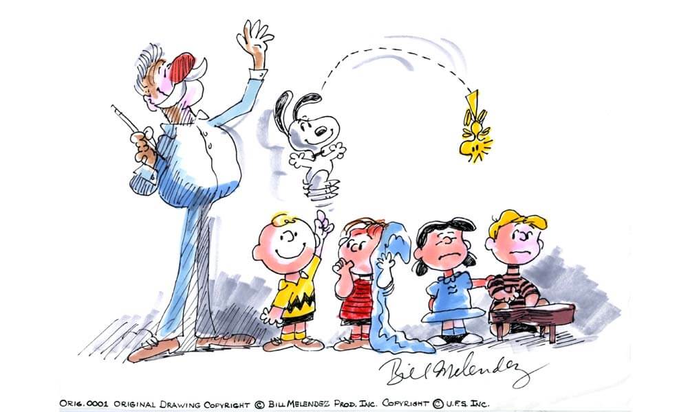 Dibujo original de Bill Melendez, Peanuts