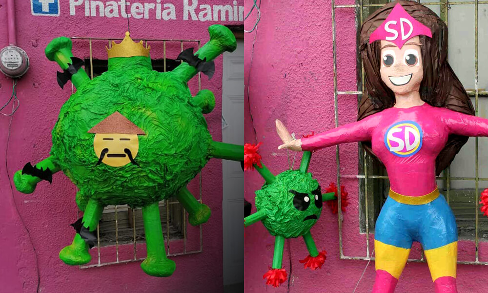 Piñatería Ramírez y sus creaciones de coronavirus